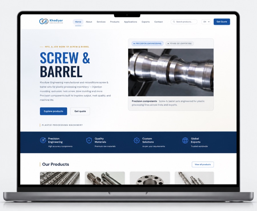 Khodiyar Engineering Screw & Barrel Manufacturing Website